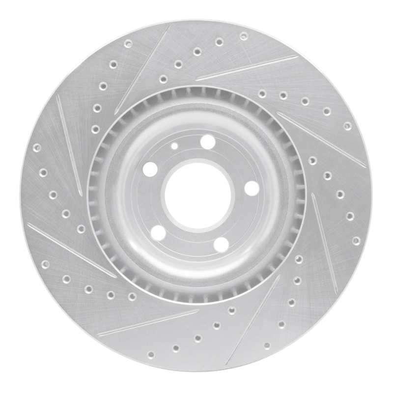 Audi S4 Brake Rotor (1) - Front Right - R1 Concepts - Drilled & Slotted - Silver - `04-`09